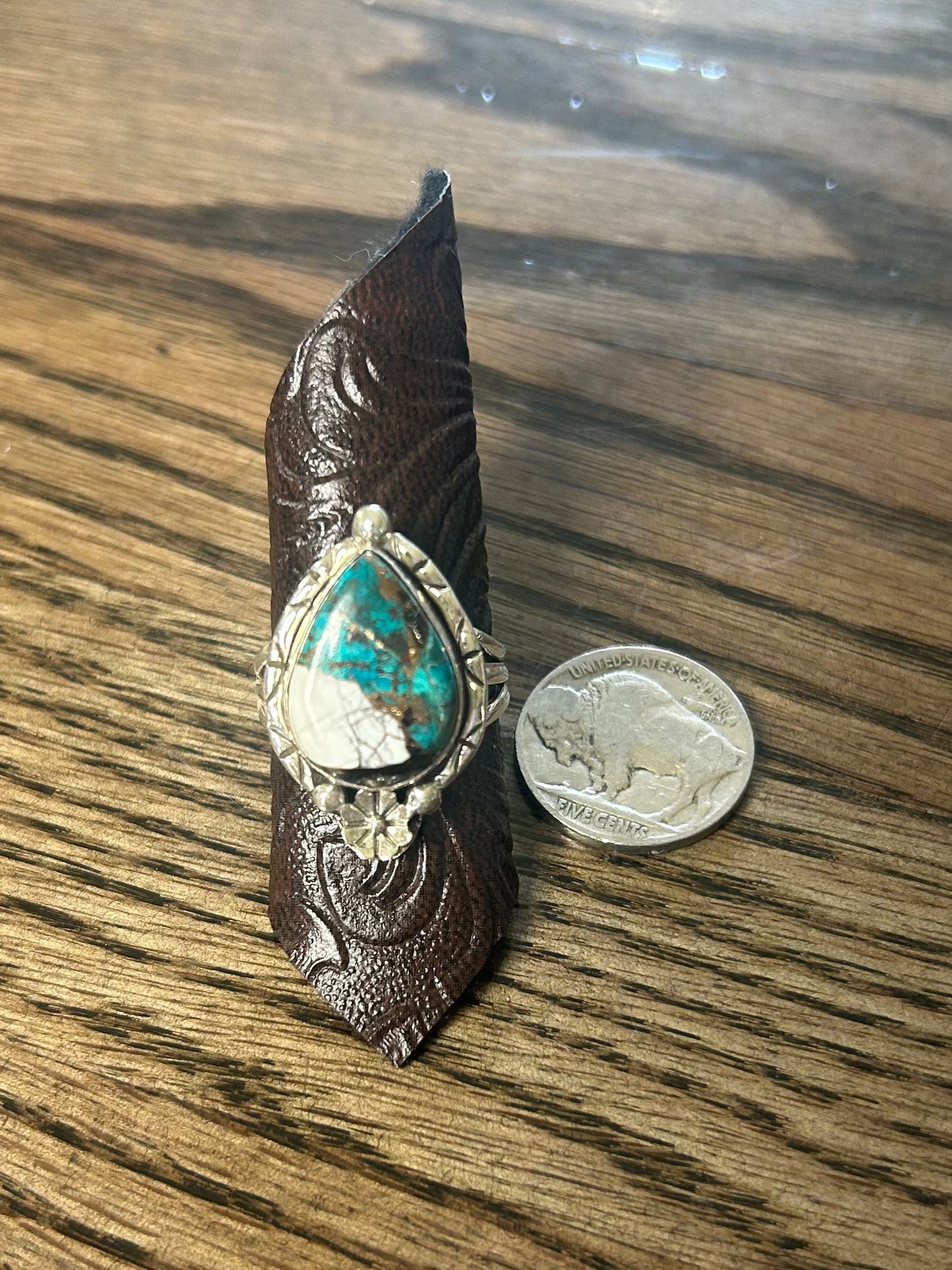 White Buffalo Turquoise Ring