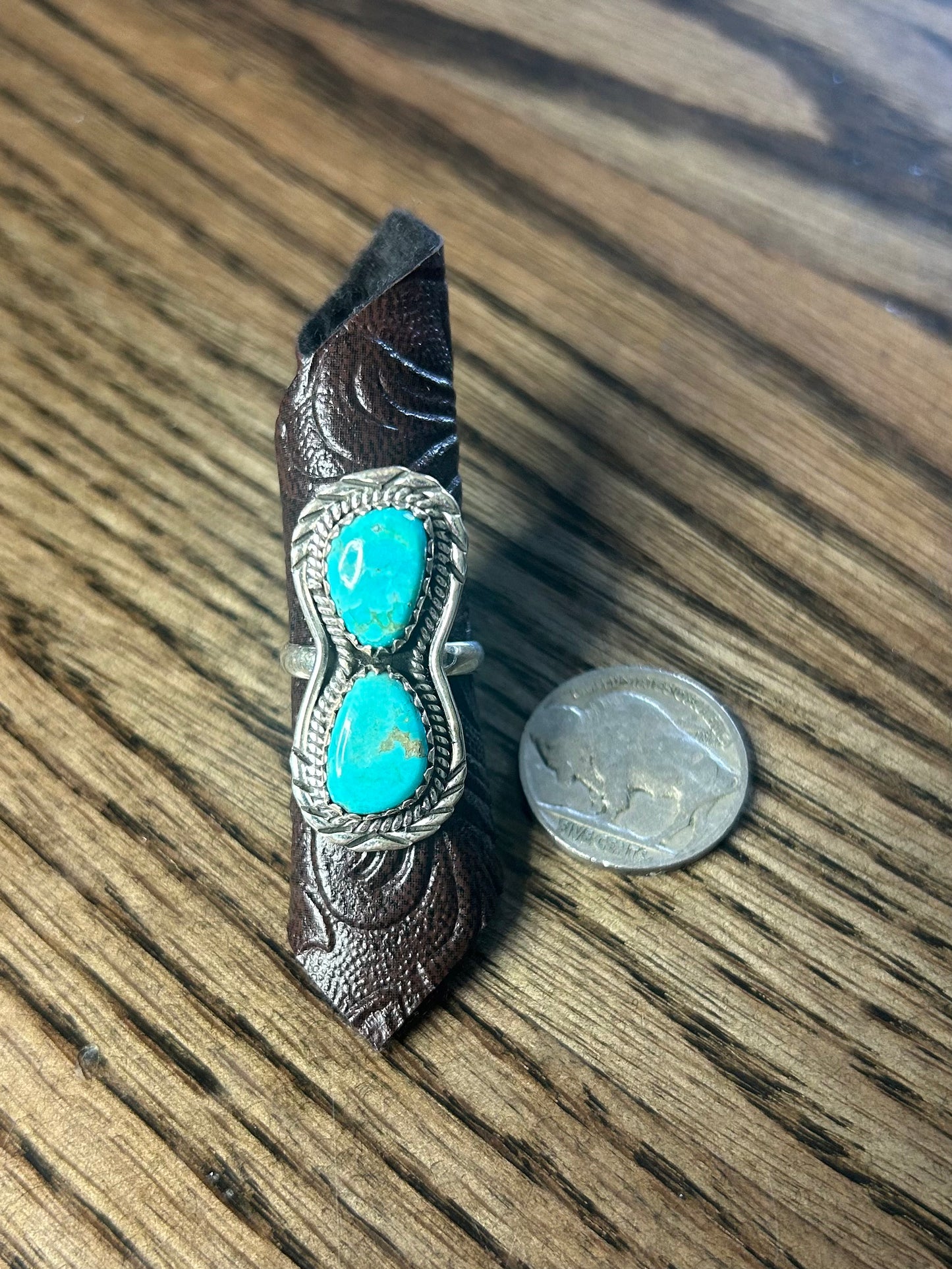 2 Stone Turquoise Ring