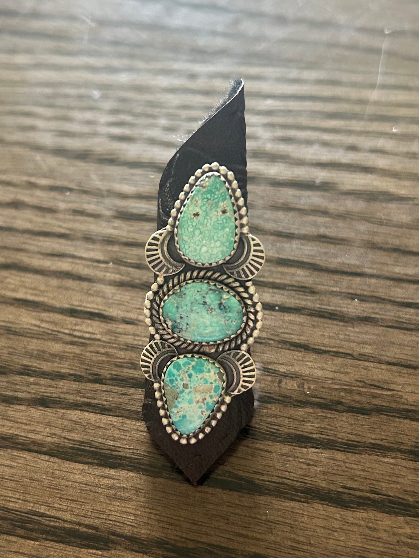 White Water Turquoise 3 Stone Ring