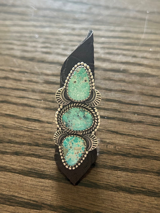 White Water Turquoise 3 Stone Ring