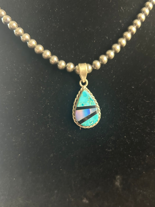 Turquoise & Aurora Opal Pendent
