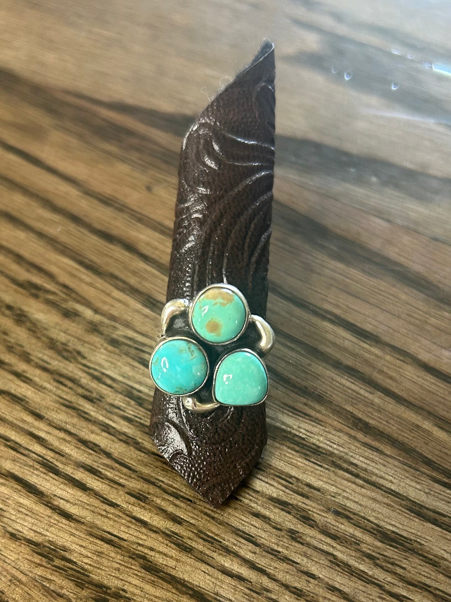 3 Stone Turquoise Cluster Ring