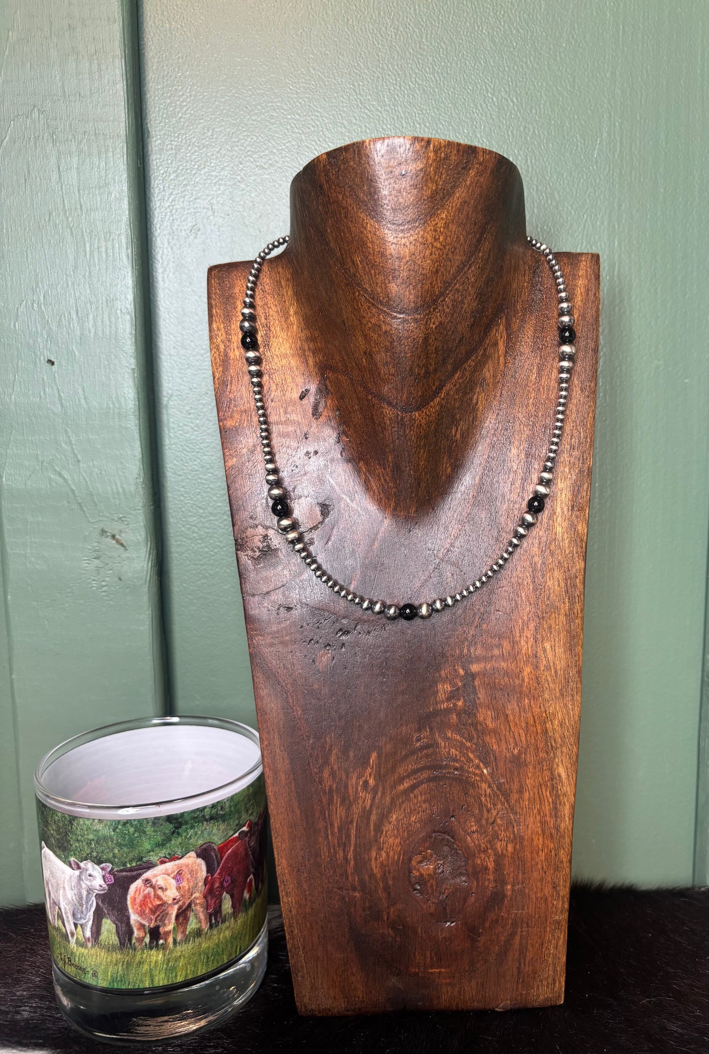 Sterling Silver Graduated Black Onyx Necklace