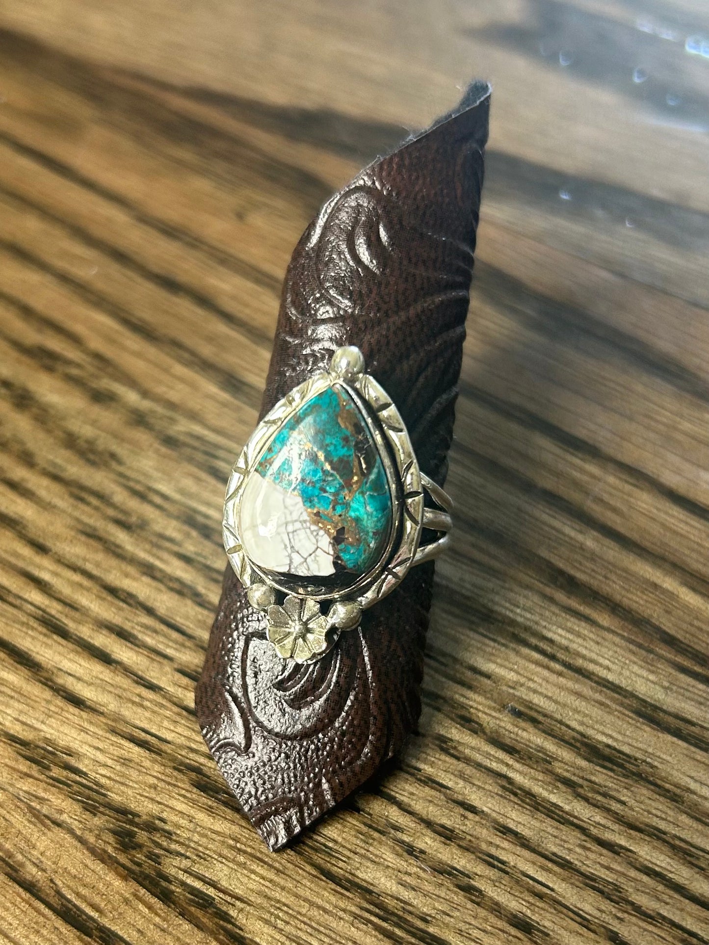 White Buffalo Turquoise Ring