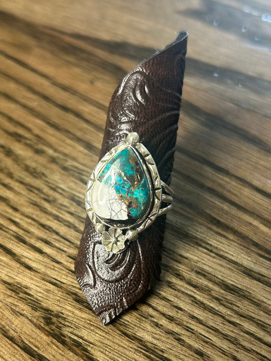 White Buffalo Turquoise Ring