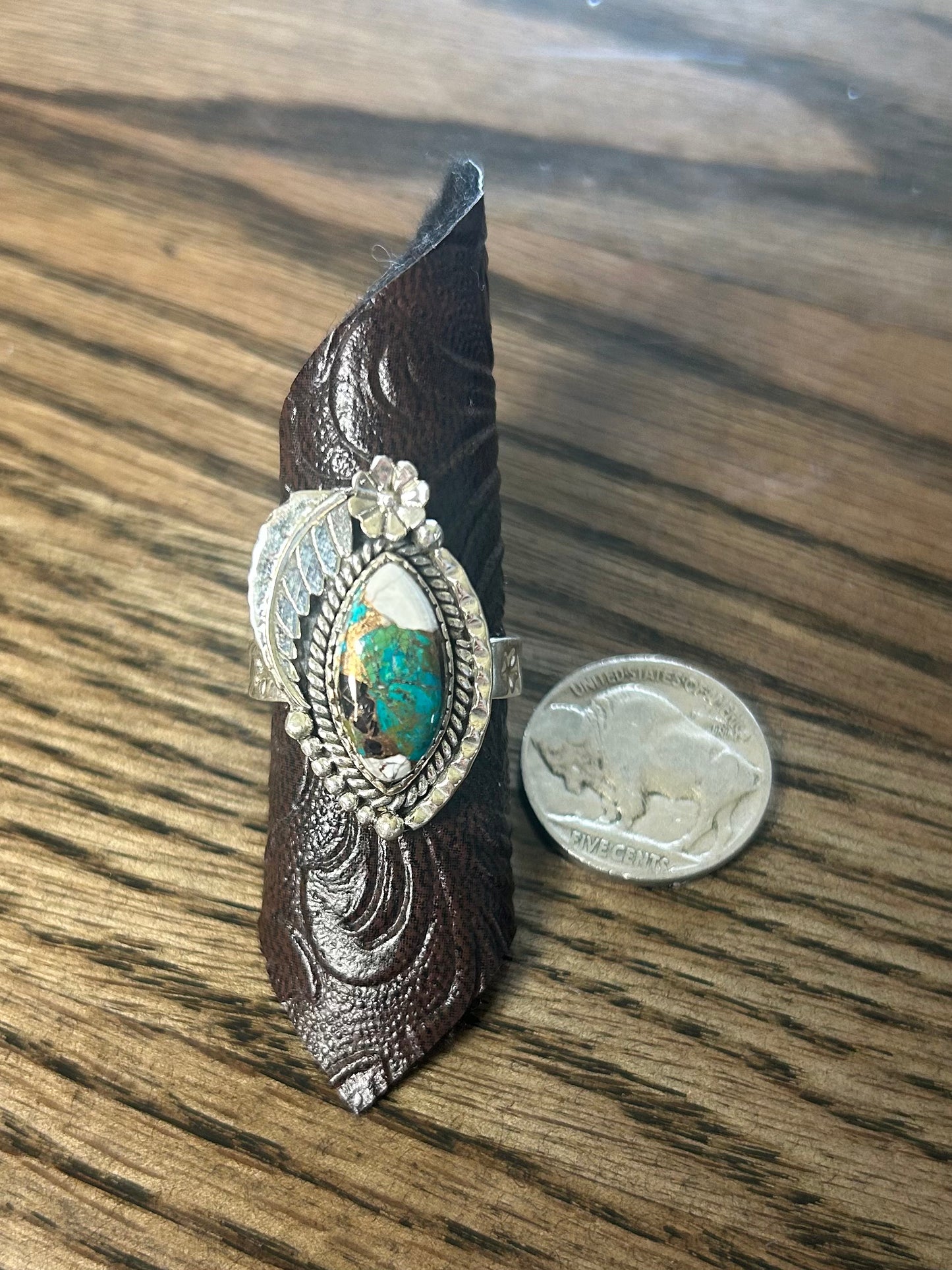 White Buffalo Turquoise Ring