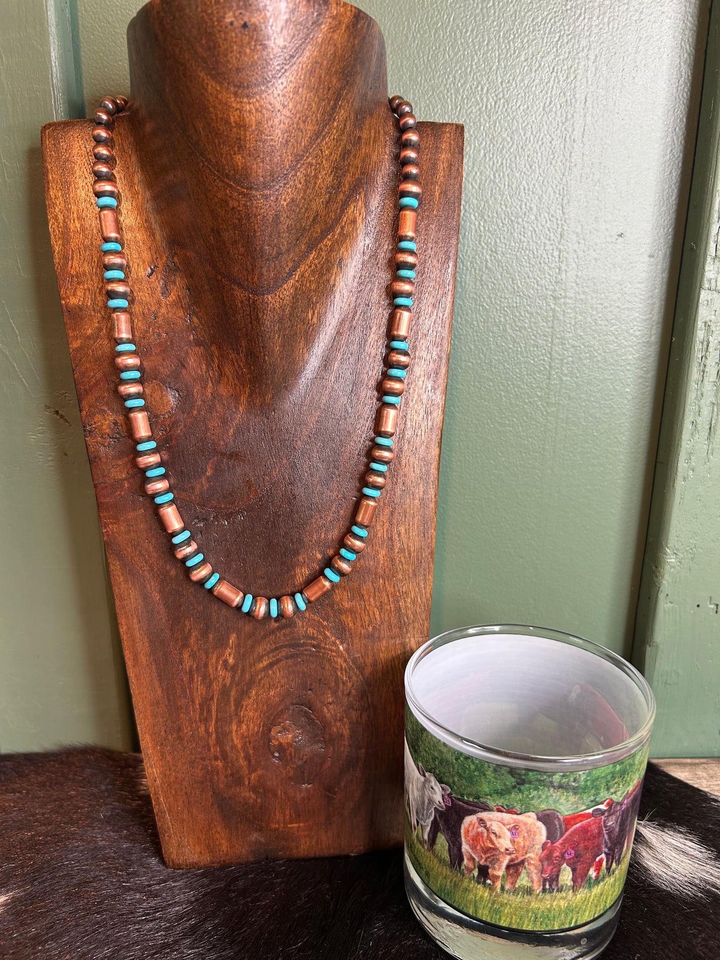 Turquoise & Copper Barrels