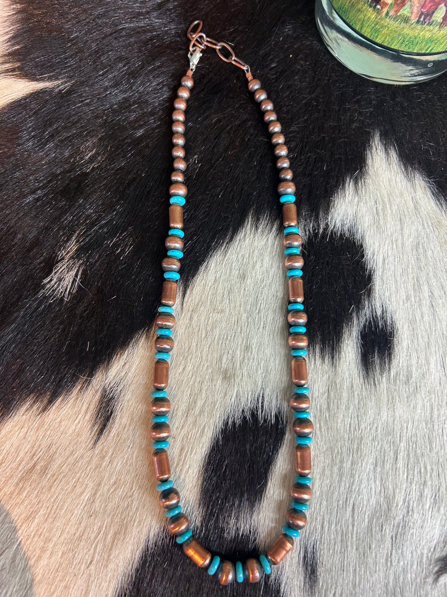 Turquoise & Copper Barrels
