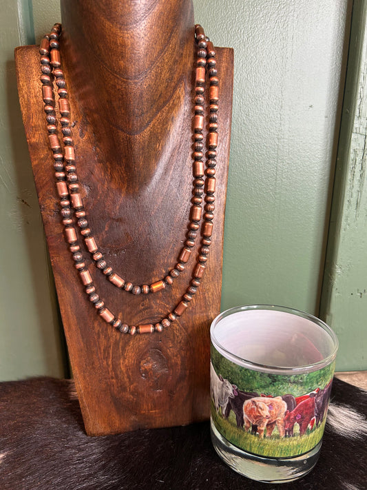 Corrugated 6mm & Barrel Necklace