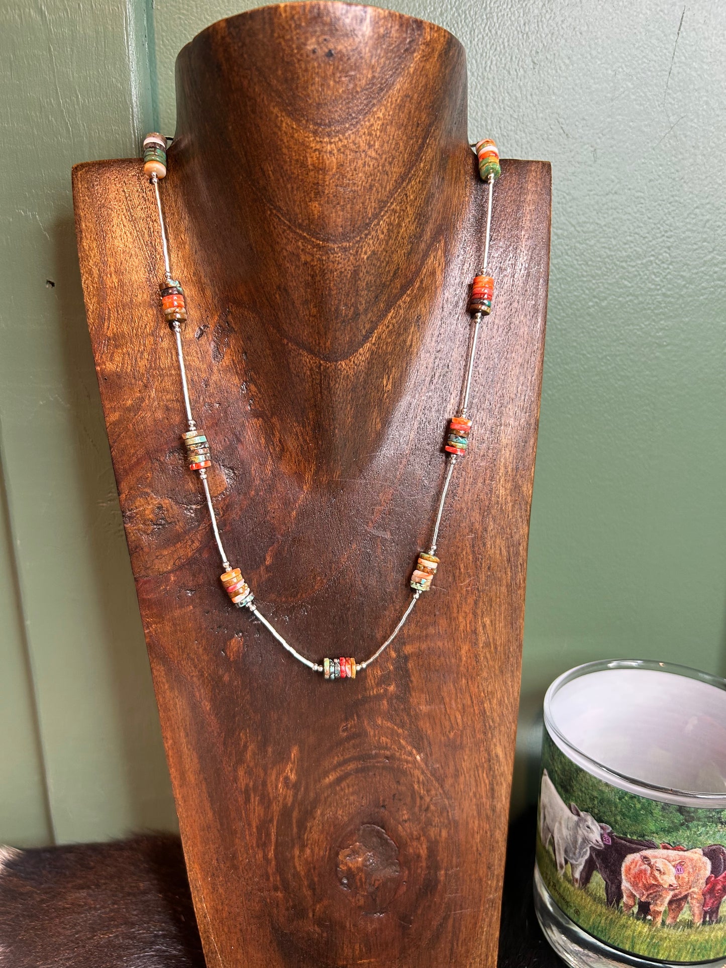 Multi Stone Liquid Silver Necklace