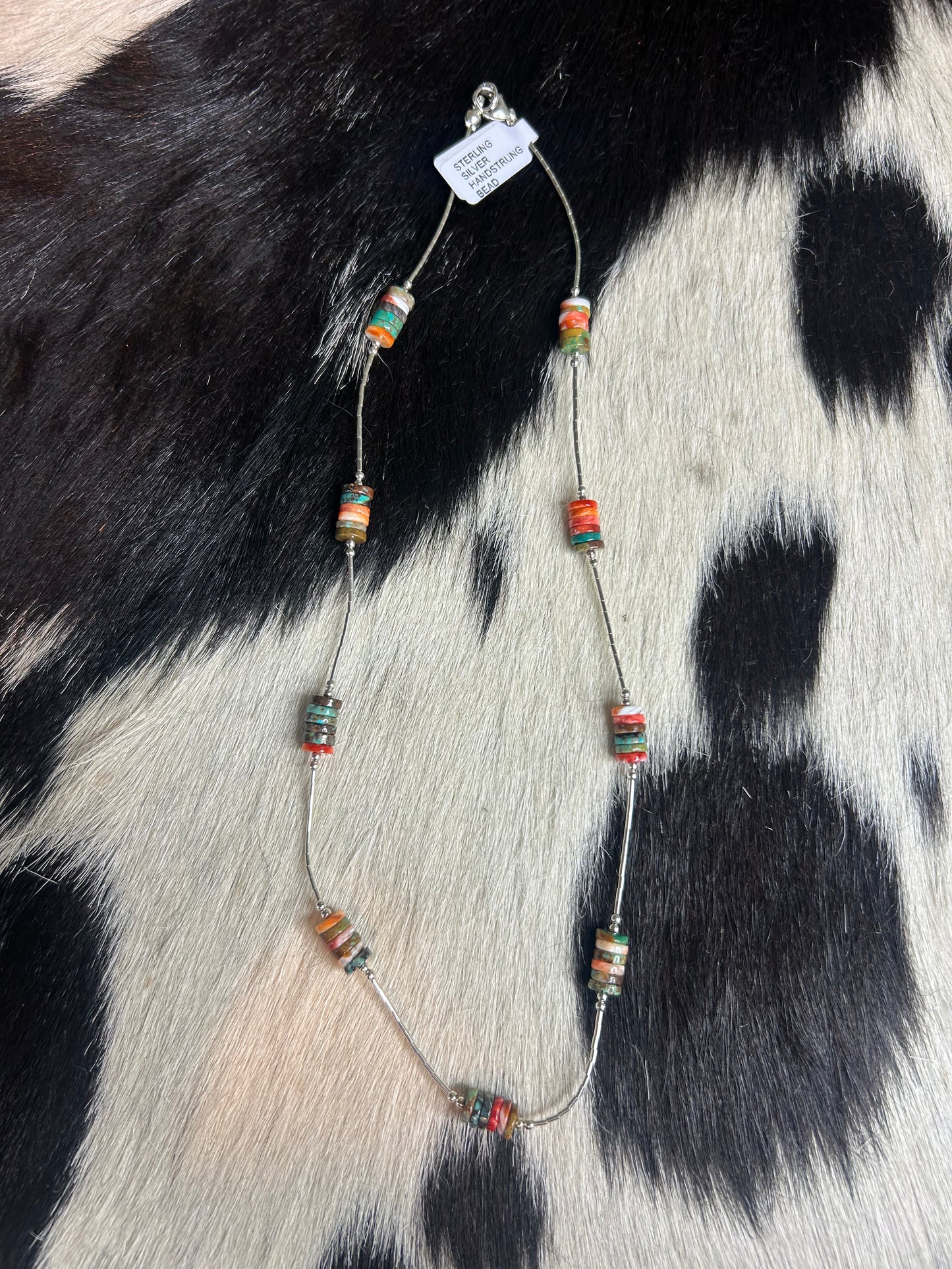 Multi Stone Liquid Silver Necklace