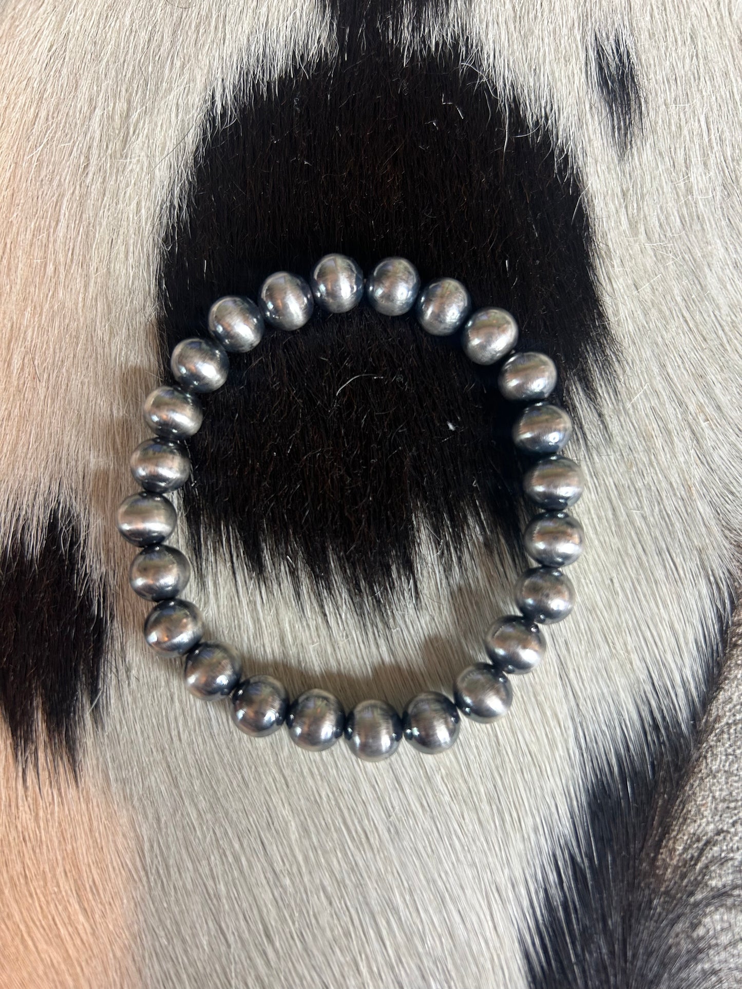 8mm Silver Plated Copper Pearl Bracelet