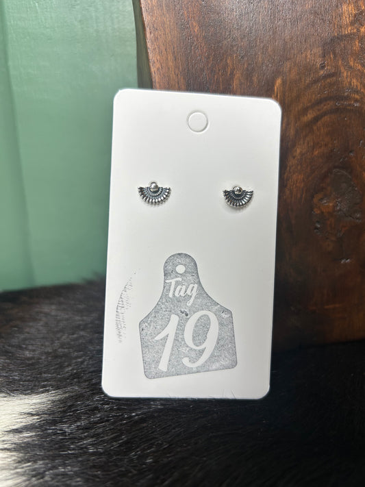 Mini Silver Fan Stud Earrings