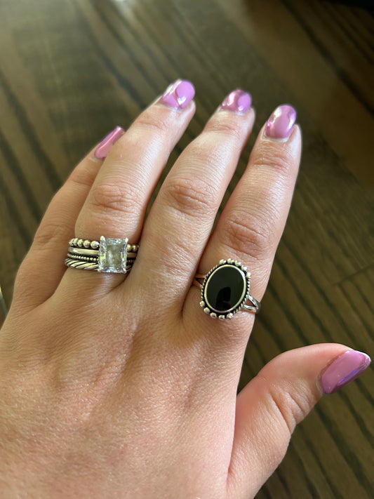 Black Onyx Oval Ring