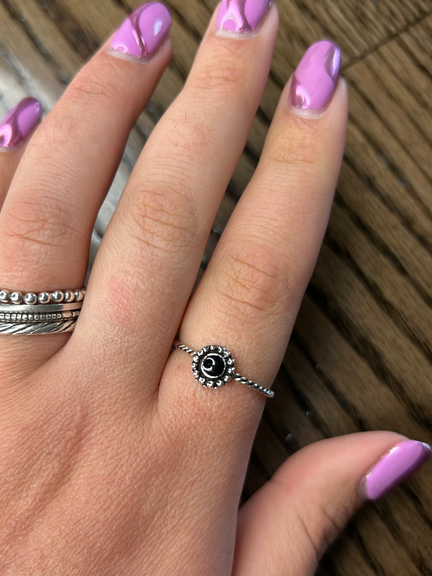 Turquoise or Black Onyx Rope Ring