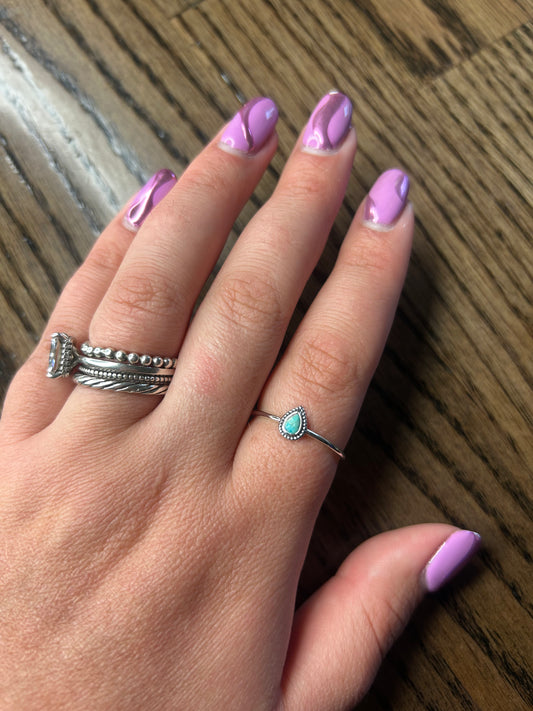 Super Dainty Turquoise Pear Ring