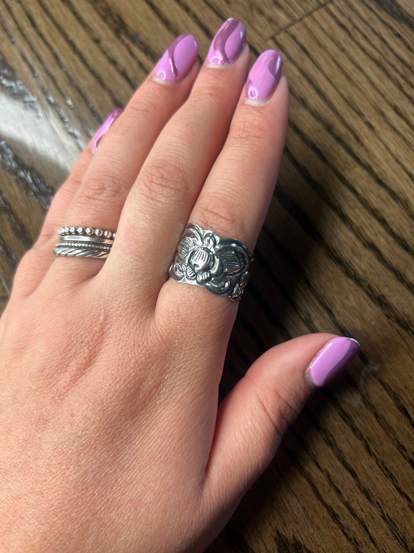 Wide Band Floral Ring