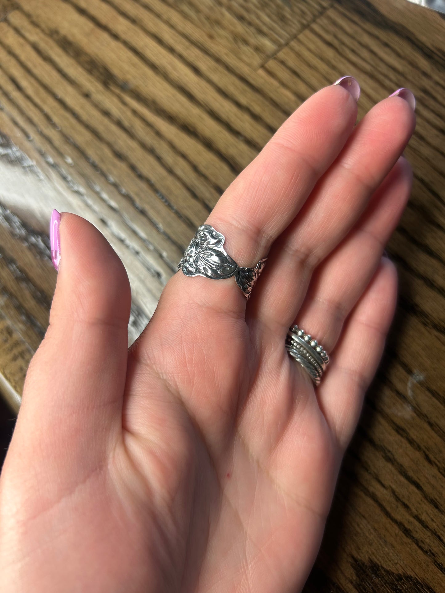 Wide Band Floral Ring