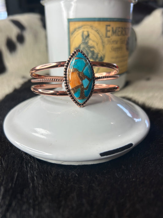 Spiny Turquoise Copper Cuff