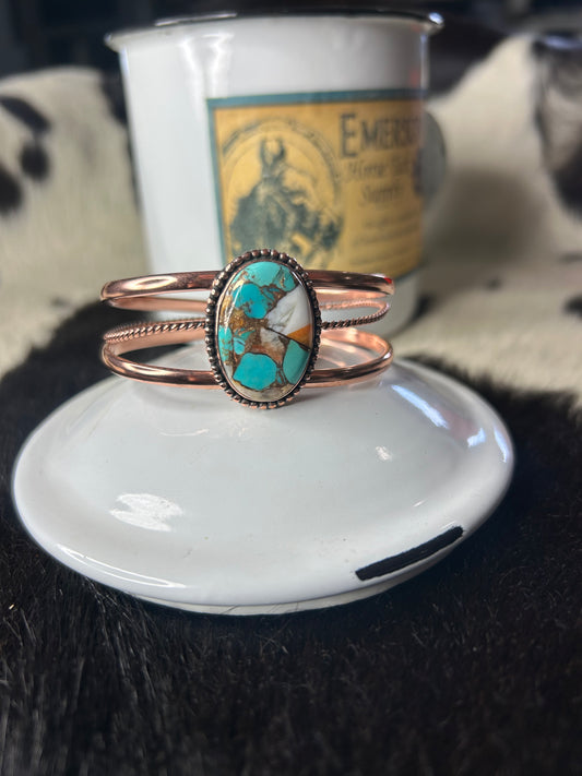 Spiny Turquoise Copper Cuff