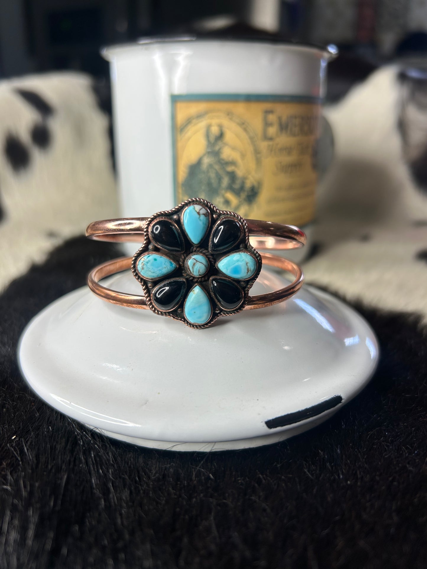 Cotton Candy & Black Onyx Copper Cuff