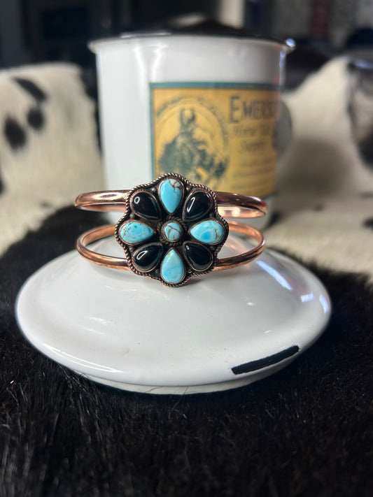 Cotton Candy & Black Onyx Copper Cuff