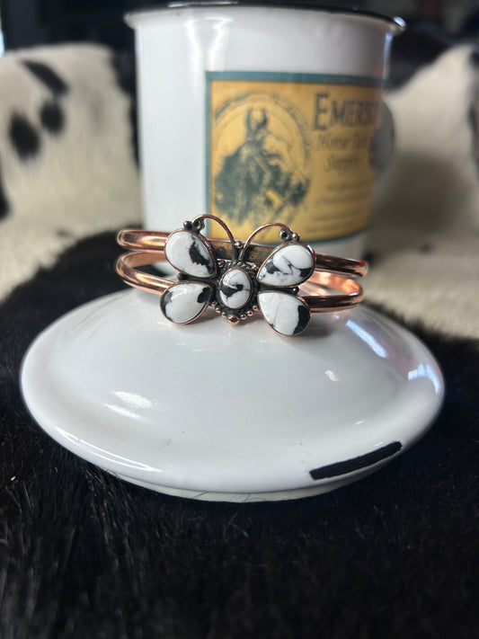 White Buffalo Butterfly Copper Cuff
