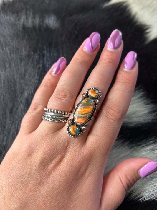 Spiny Turquoise Copper Ring