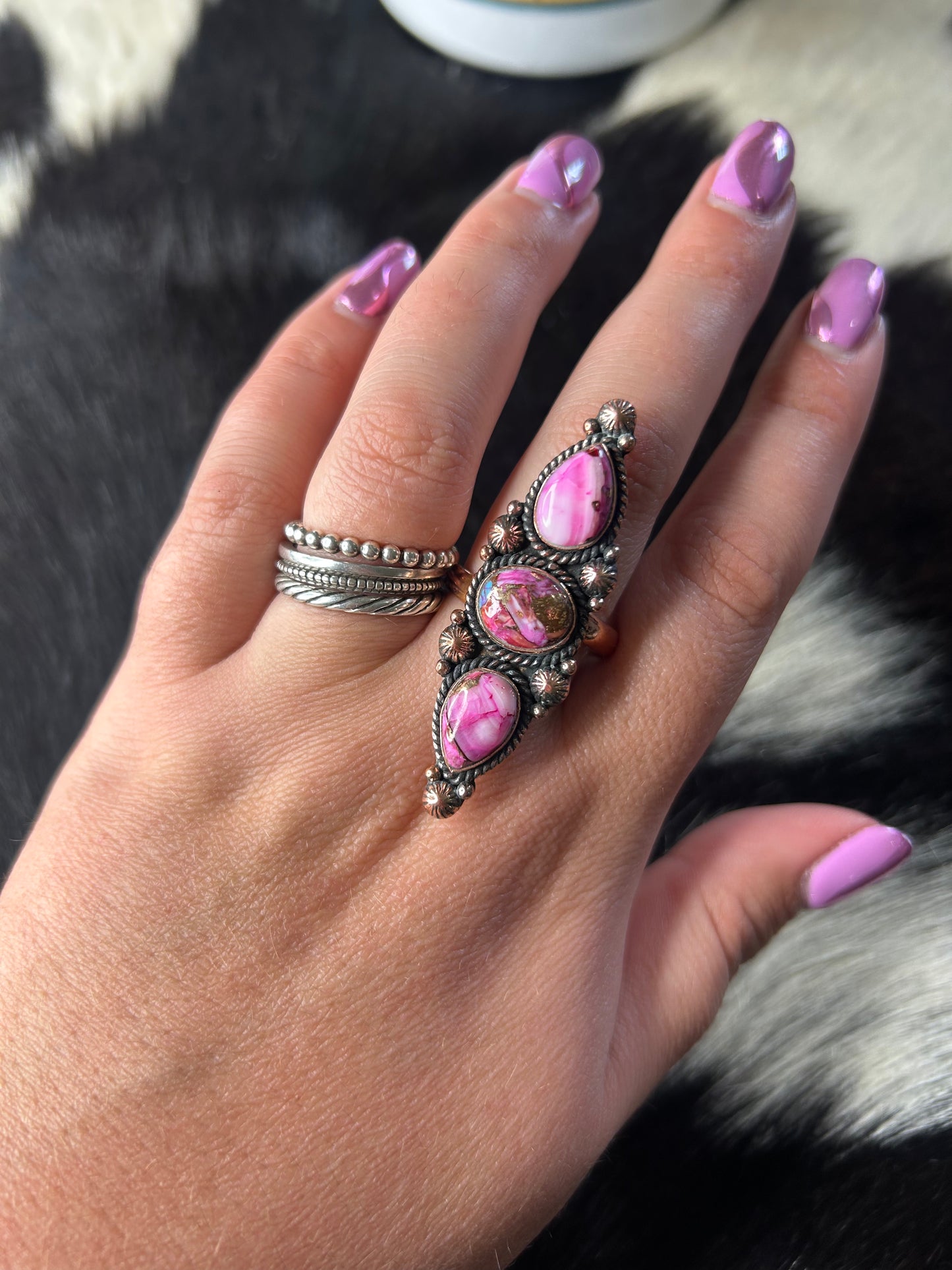 Pink Dahlia Copper Ring