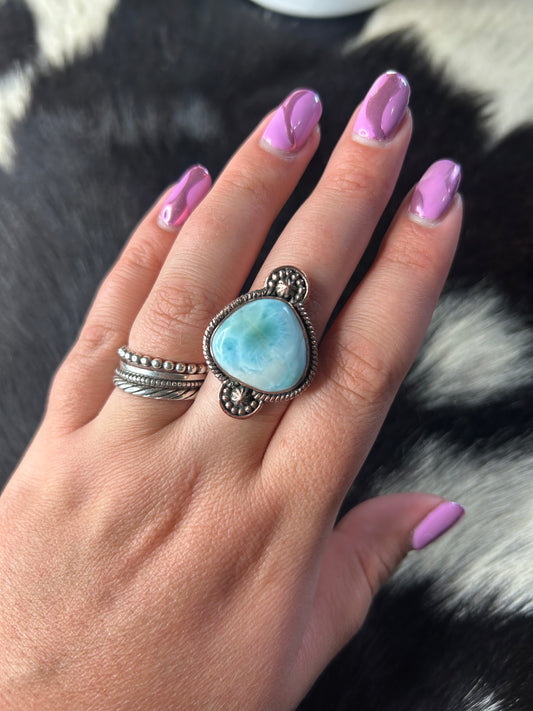 Larimar Copper Ring