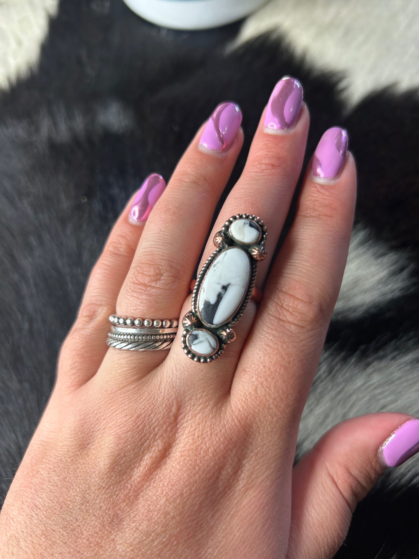 White Buffalo Copper Ring