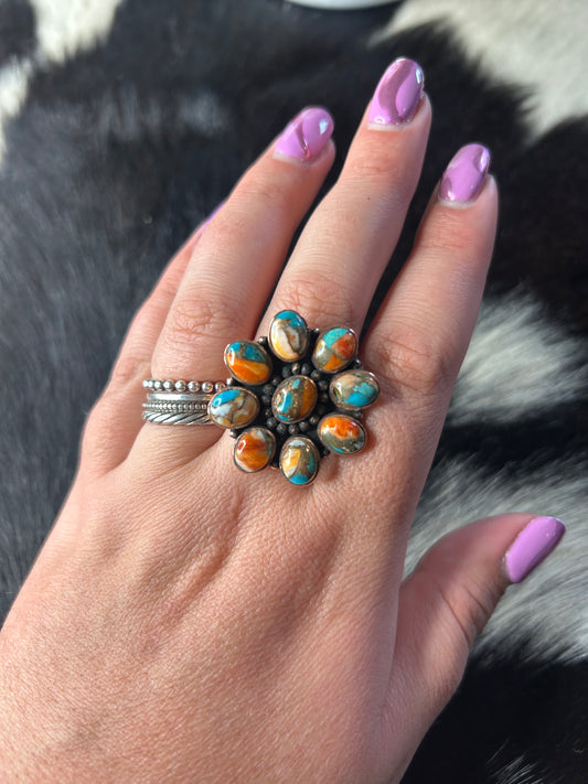 Spiny Turquoise Copper Ring