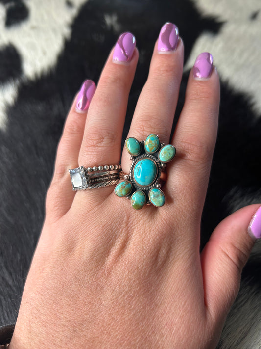 Turquoise Cluster Copper Ring