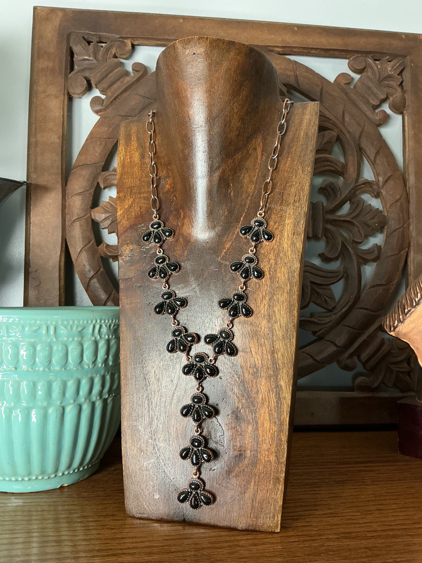 Black Onyx Copper Lariat