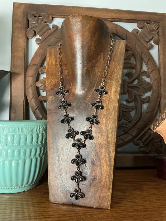 Black Onyx Copper Lariat
