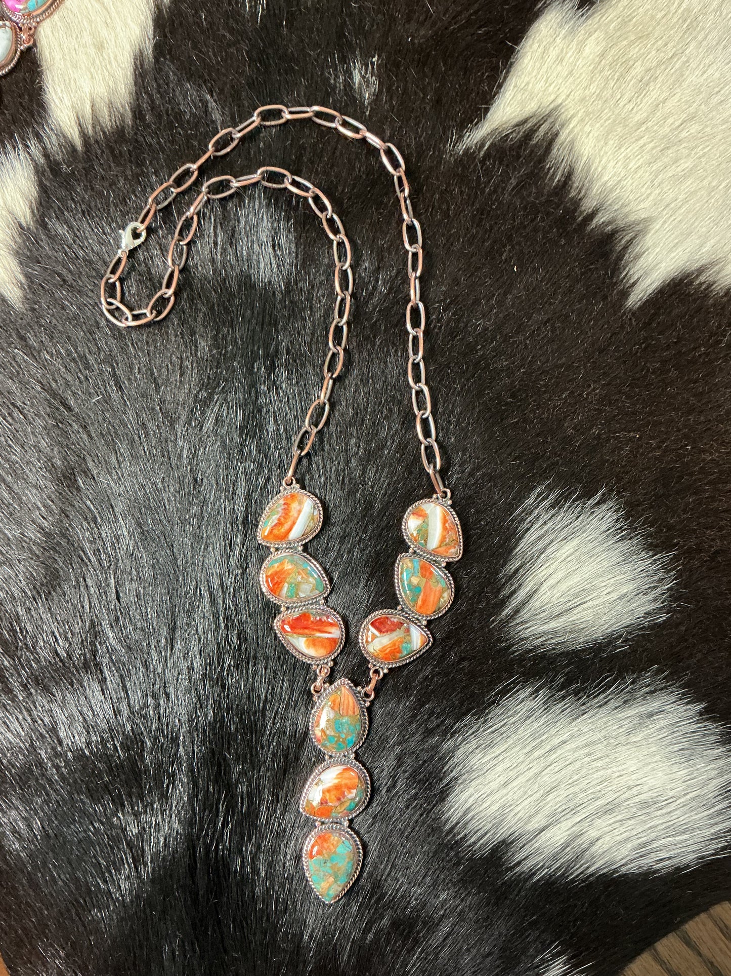 Spiny Turquoise Copper Lariat
