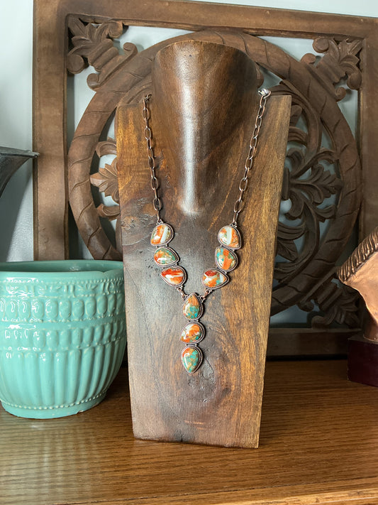 Spiny Turquoise Copper Lariat