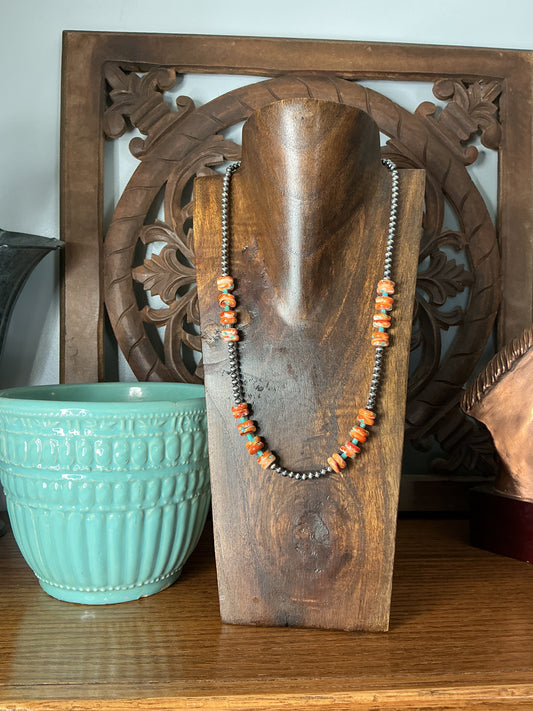 Orange Spiny & Turquoise Necklace