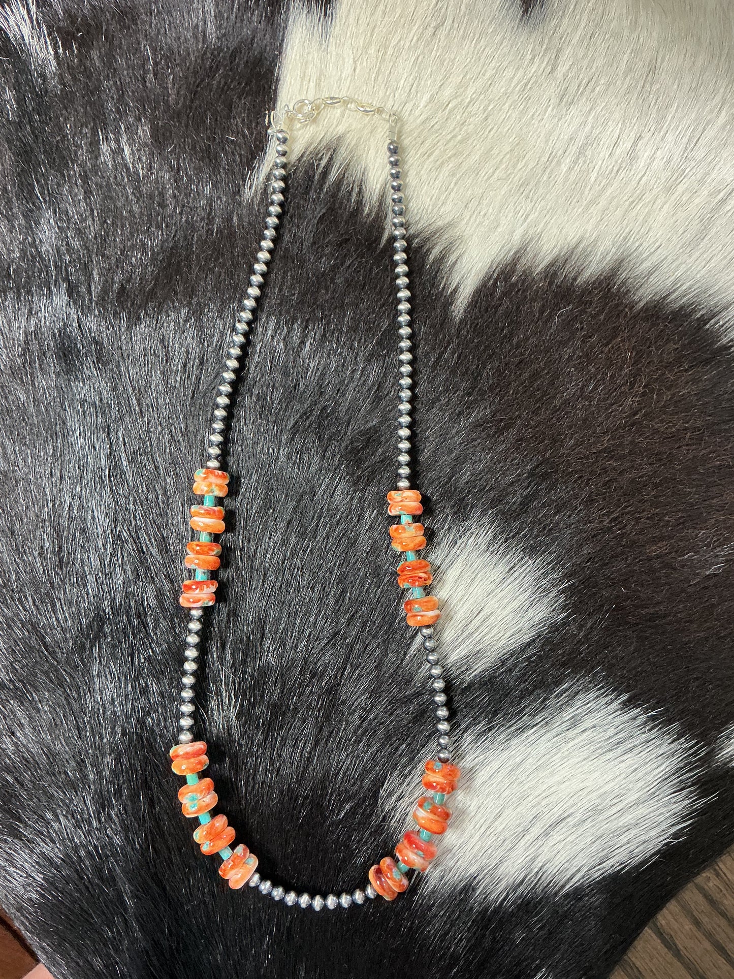 Orange Spiny & Turquoise Necklace