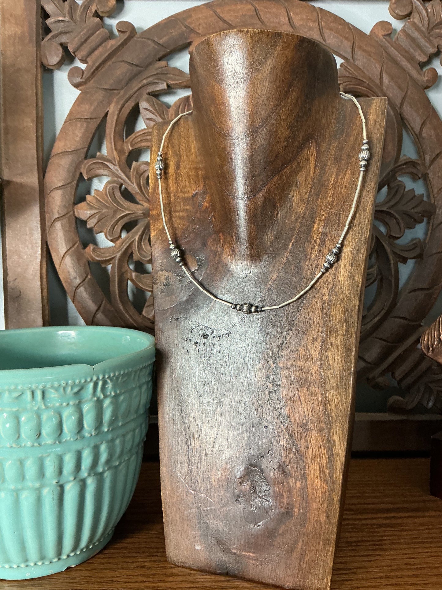 Liquid Silver Corrugated Necklace