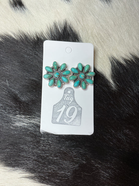 Turquoise Flower Cluster Earrings