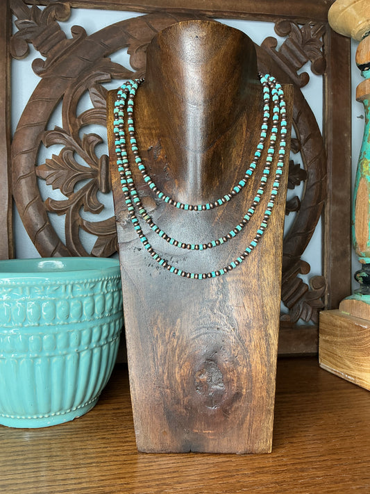 Turquoise & 4mm Copper Pearl Necklace