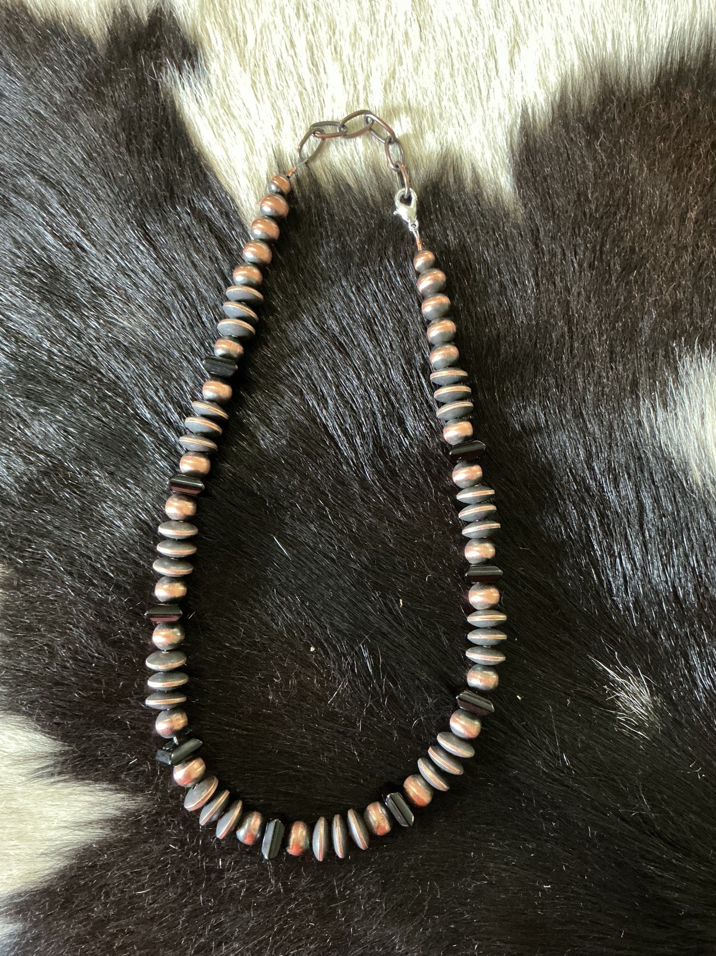 Black Onyx & Copper Pearl Necklace