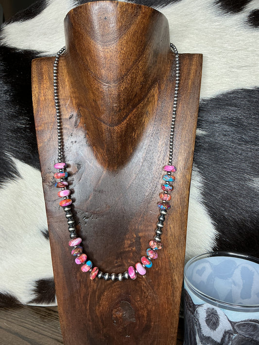 Pink Dahlia Sterling Silver Necklace
