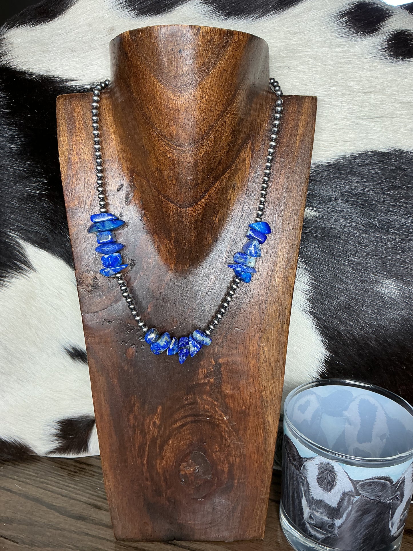 Blue Lapis Chunk Sterling Silver Necklace