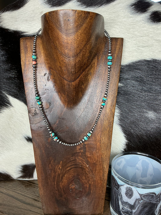 Spiny Turquoise Sterling Silver Necklace