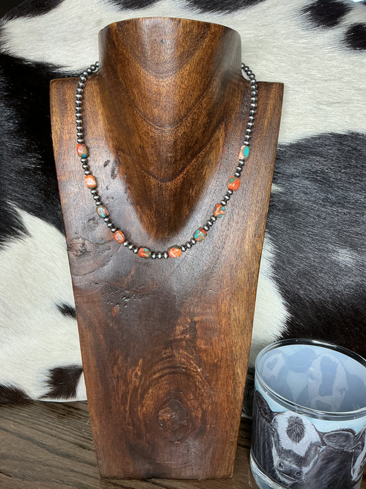 Spiny Turquoise Sterling Silver Necklace