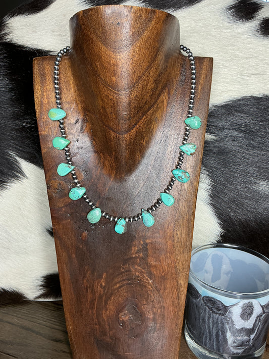 Turquoise Teardrop Sterling Silver Necklace