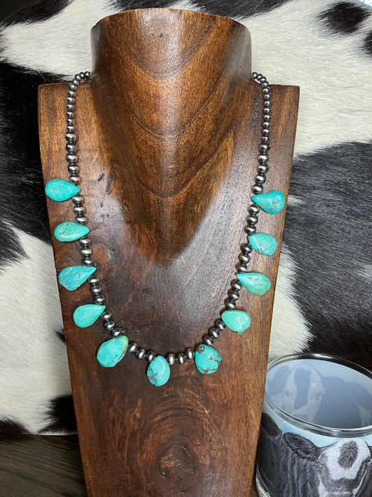 Teardrop Turquoise Sterling Silver Necklace