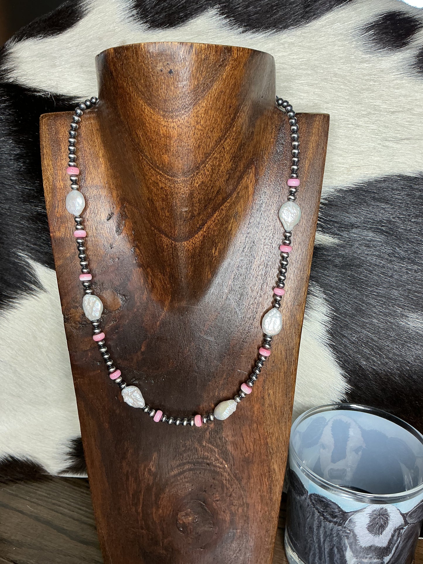 Pearl & Pink Conch Sterling Silver Necklace